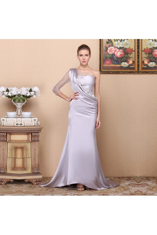 Trumpet/Mermaid One-Shoulder-Sleeve Beaded Long Prom Evening Formal Dresses ED011343 Trumpet/Mermaid One-Shoulder-Sleeve Beaded Long Prom Evening Formal Dresses ED011343