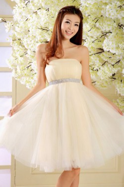 A-Line Strapless Beaded Short Prom Evening Formal Dresses ED011344