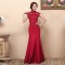 Trumpet/Mermaid High-Neck Beaded Applique Long Red Prom Evening Formal Dresses ED011346