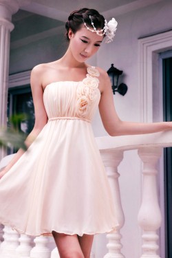 A-Line One-Shoulder Short Chiffon Prom Evening Formal Dresses ED011347