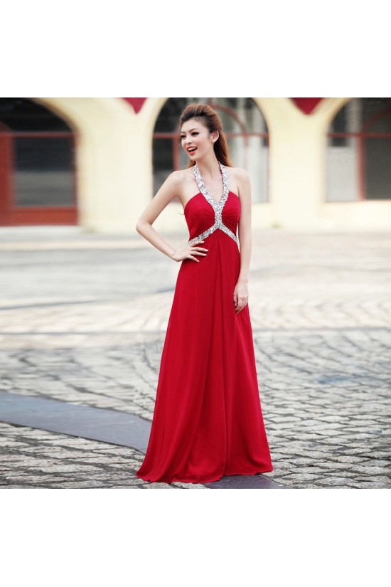 A-Line Halter Beaded Long Chiffon Prom Evening Formal Dresses ED011350 A-Line Halter Beaded Long Chiffon Prom Evening Formal Dresses ED011350