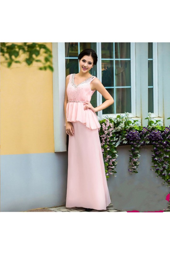 Affordable V-Neck Long Pink Beaded Chiffon Prom Evening Formal Dresses ED011355 Affordable V-Neck Long Pink Beaded Chiffon Prom Evening Formal Dresses ED011355
