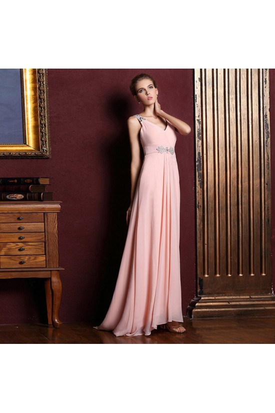 A-Line V-Neck Beaded Long Pink Chiffon Prom Evening Formal Dresses ED011357 A-Line V-Neck Beaded Long Pink Chiffon Prom Evening Formal Dresses ED011357