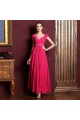 A-Line Cap-Sleeve Beaded Long Chiffon Prom Evening Formal Dresses ED011361