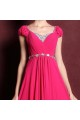 A-Line Cap-Sleeve Beaded Long Chiffon Prom Evening Formal Dresses ED011361