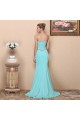 Trumpet/Mermaid Strapless Beaded Long Blue Chiffon Prom Evening Formal Dresses ED011363