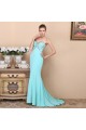 Trumpet/Mermaid Strapless Beaded Long Blue Chiffon Prom Evening Formal Dresses ED011363