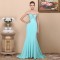 Trumpet/Mermaid Strapless Beaded Long Blue Chiffon Prom Evening Formal Dresses ED011363