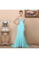 Trumpet/Mermaid Strapless Beaded Long Blue Chiffon Prom Evening Formal Dresses ED011363