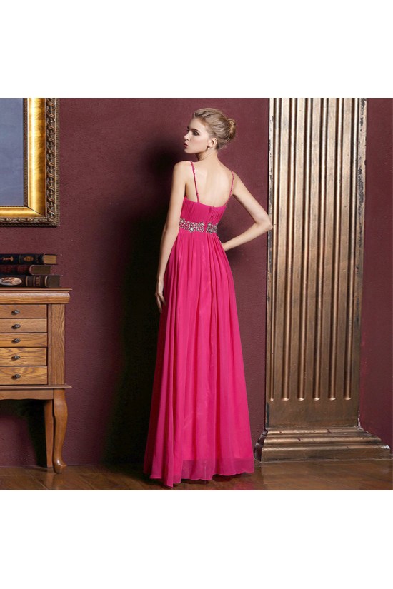 Empire Spaghetti Strap Beaded Long Chiffon Prom Evening Maternity Evening Dresses ED011364