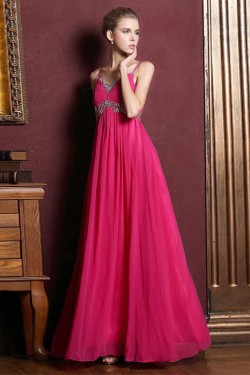 Empire Spaghetti Strap Beaded Long Chiffon Prom Evening Maternity Evening Dresses ED011364