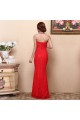 Trumpet/Mermaid Halter Beaded Long Red Lace Prom Evening Formal Dresses ED011373