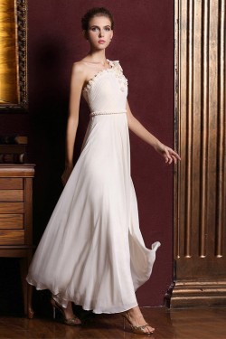 A-Line One-Shoulder Long Chiffon Prom Evening Formal Dresses ED011374