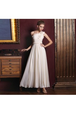 A-Line One-Shoulder Long Chiffon Prom Evening Formal Dresses ED011374