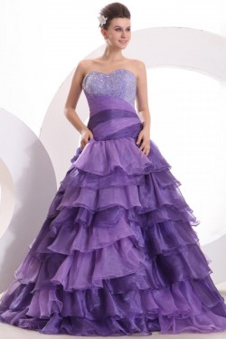Ball Gown Sweetheart Beaded Long Purple Prom Evening Formal Party Dresses ED010138
