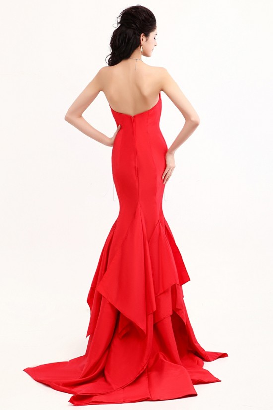Trumpet/Mermaid Sweetheart Long Red Prom Evening Formal Dresses ED011381