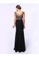 Trumpet/Mermaid Beaded Long Black Chiffon Prom Evening Formal Dresses ED011382