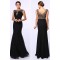 Trumpet/Mermaid Beaded Long Black Chiffon Prom Evening Formal Dresses ED011382