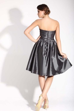 A-Line Sweetheart Short Black Taffeta Prom Evening Bridesmaid Dresses ED011383