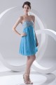 A-Line Sweetheart Beaded Short Blue Chiffon Prom Evening Bridesmaid Dresses ED011384