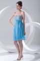 A-Line Sweetheart Beaded Short Blue Chiffon Prom Evening Bridesmaid Dresses ED011384