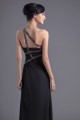 Sheath/Column One-Shoulder Beaded Long Black Chiffon Prom Evening Formal Dresses ED011389