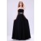 A-Line Strapless Beaded Long Black Chiffon Prom Evening Formal Dresses ED011392