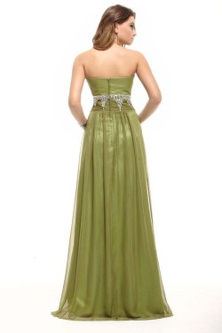A-Line Strapless Beaded Long Chiffon Prom Evening Formal Dresses ED011398