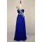A-Line One-Shoulder Beaded Long Blue Chiffon Prom Evening Formal Dresses ED011402