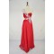 A-Line One-Shoulder Beaded Long Red Chiffon Prom Evening Formal Dresses ED011406