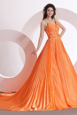 A-Line Pleated Long Prom Evening Formal Party Dresses ED010141