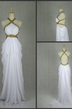 Sheath/Column Beaded Long Chiffon Prom Evening Formal Dresses ED011410