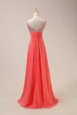 A-Line Beaded Long Chiffon Prom Evening Formal Dresses ED011412