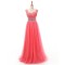 A-Line Beaded Straps Sleeveless Long Chiffon Prom Evening Formal Dresses ED011413
