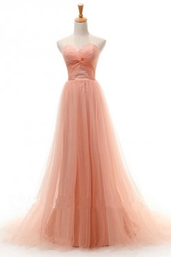 A-Line Sweetheart Long Tulle Prom Evening Formal Dresses ED011414