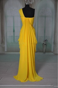 Sheath/Column One-Shoulder Beaded Long Chiffon Prom Evening Formal Dresses ED011416