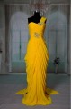 Sheath/Column One-Shoulder Beaded Long Chiffon Prom Evening Formal Dresses ED011416
