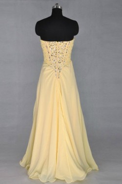 A-Line Sweetheart Beaded Long Yellow Chiffon Prom Evening Formal Dresses ED011421