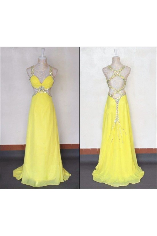 A-Line Sweetheart Long Yellow Chiffon Prom Evening Formal Dresses ED011422 A-Line Sweetheart Long Yellow Chiffon Prom Evening Formal Dresses ED011422