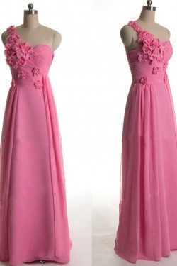 A-Line One-Shoulder Long Chiffon Prom Evening Formal Dresses ED011424
