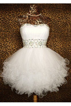 Short/Mini Strapless Beaded Prom Evening Formal Dresses ED011429