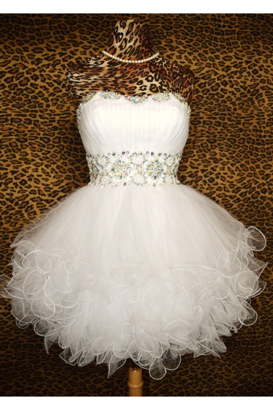 Short/Mini Strapless Beaded Prom Evening Formal Dresses ED011429