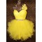 Short/Mini One-Shoulder Beaded Yellow Tulle Prom Evening Cocktail Dresses ED011432