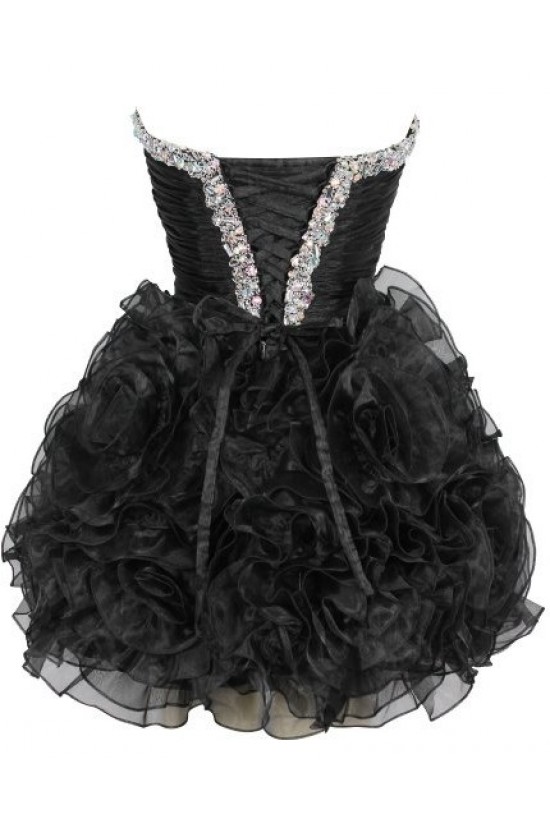 Short/Mini Sweetheart Beaded Black Prom Evening Cocktail Dresses ED011438