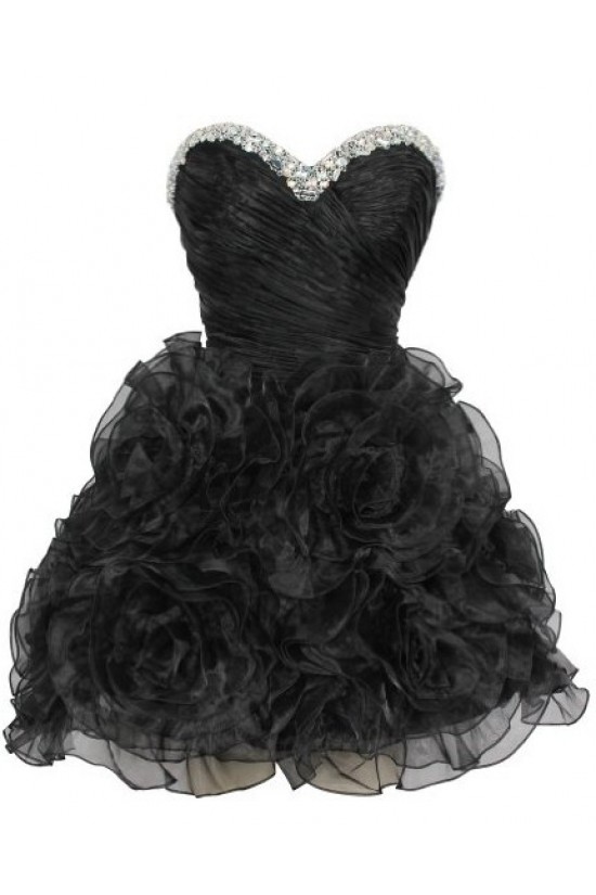 Short/Mini Sweetheart Beaded Black Prom Evening Cocktail Dresses ED011438