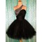 A-Line One-Shoulder Beaded Black Prom Evening Cocktail Dresses ED011439