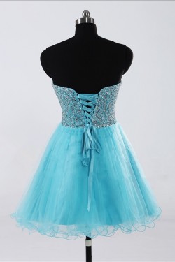 A-Line Sweetheart Short/Mini Beaded Tulle Prom Evening Cocktail Dresses ED011443