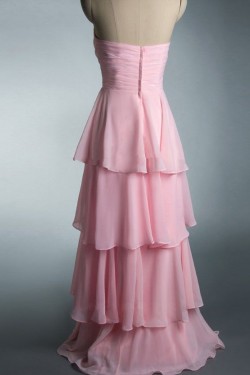 A-Line Sweetheart Long Pink Chiffon Prom Evening Formal Dresses ED011447