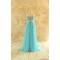 A-Line Beaded Long Blue Chiffon Prom Evening Formal Dresses ED011448