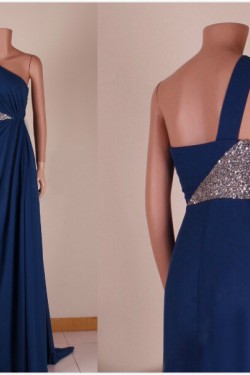 A-Line One-Shoulder Sequins Long Chiffon Prom Evening Formal Dresses ED011450